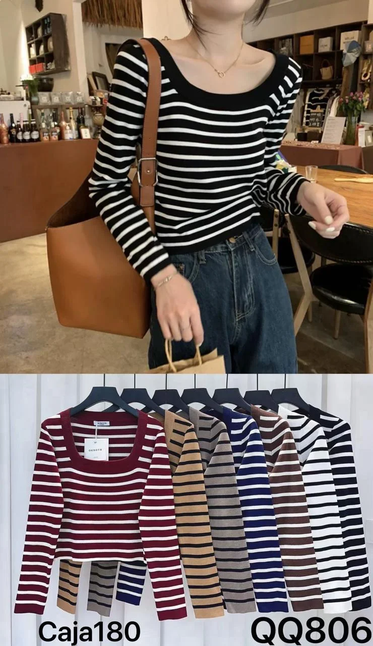 Blusa de manga Larga a rayas-HS25-QQ806 1 Blusa de manga Larga a rayas-HS25-QQ806