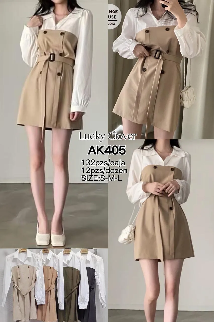 Vestido Casual Doble Boton-HS25-AK405 1 Vestido Casual Doble Boton-HS25-AK405