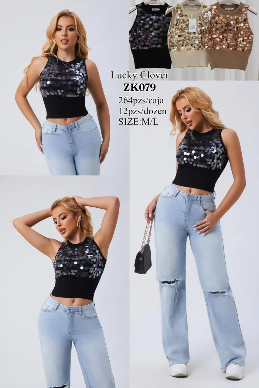 Blusa con Lentejuela-HS25-ZK079 1 Blusa con Lentejuela-HS25-ZK079