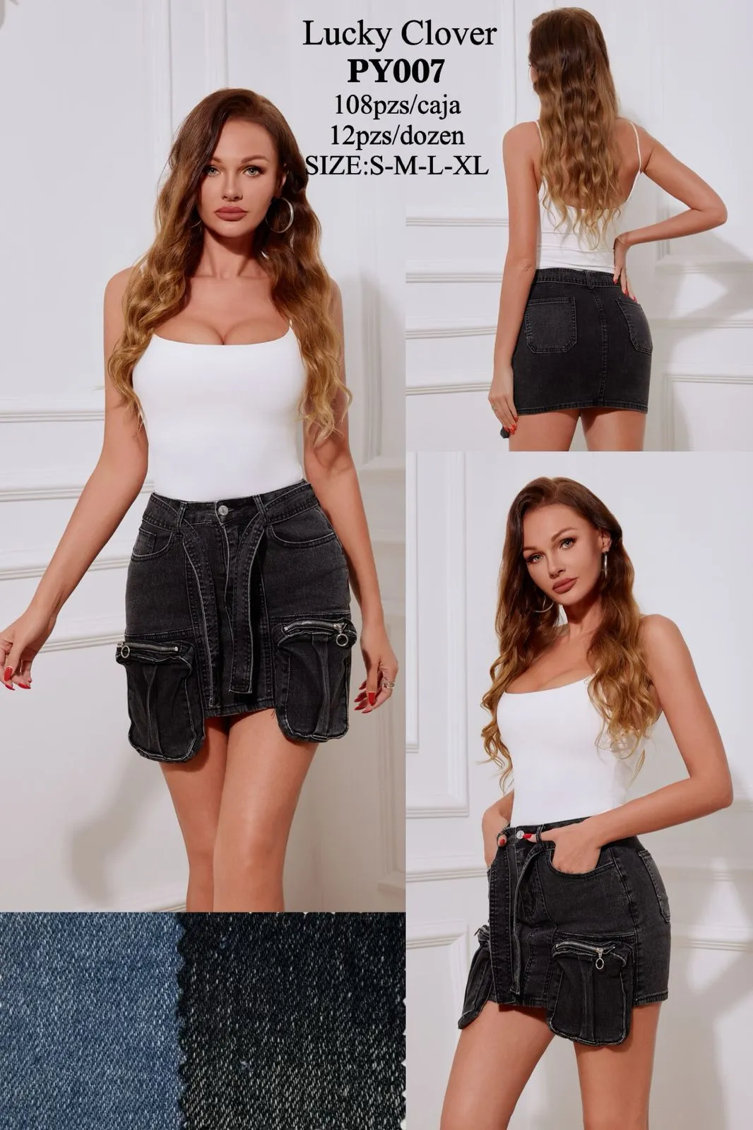 Falda con Cierres-HS25-PY007 1 Falda con Cierres-HS25-PY007