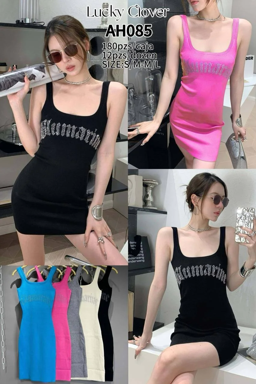 Vestido con texto estampado-HS25-AH085 1 Vestido con texto estampado-HS25-AH085