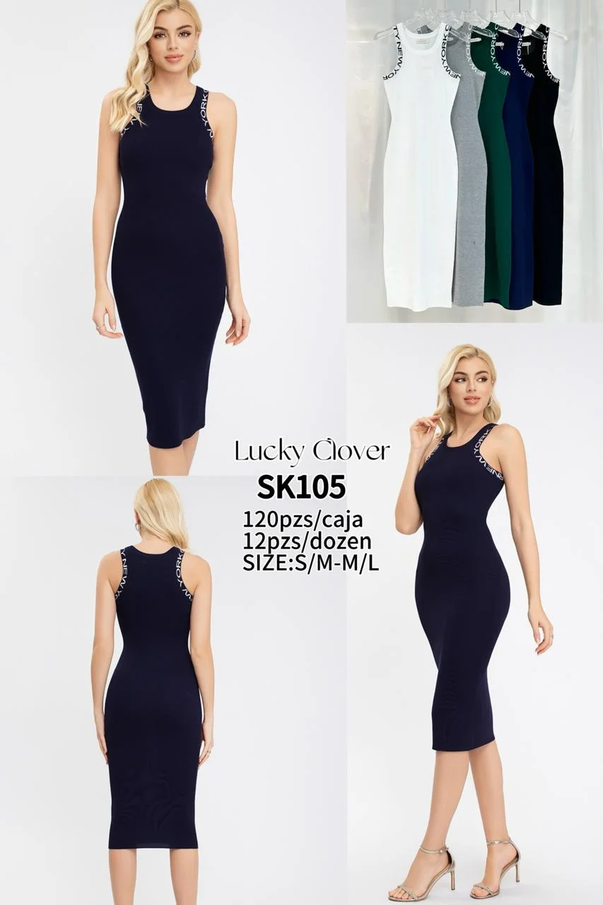 Vestido largo con detalles de texto-HS25-SK105 1 Vestido largo con detalles de texto-HS25-SK105