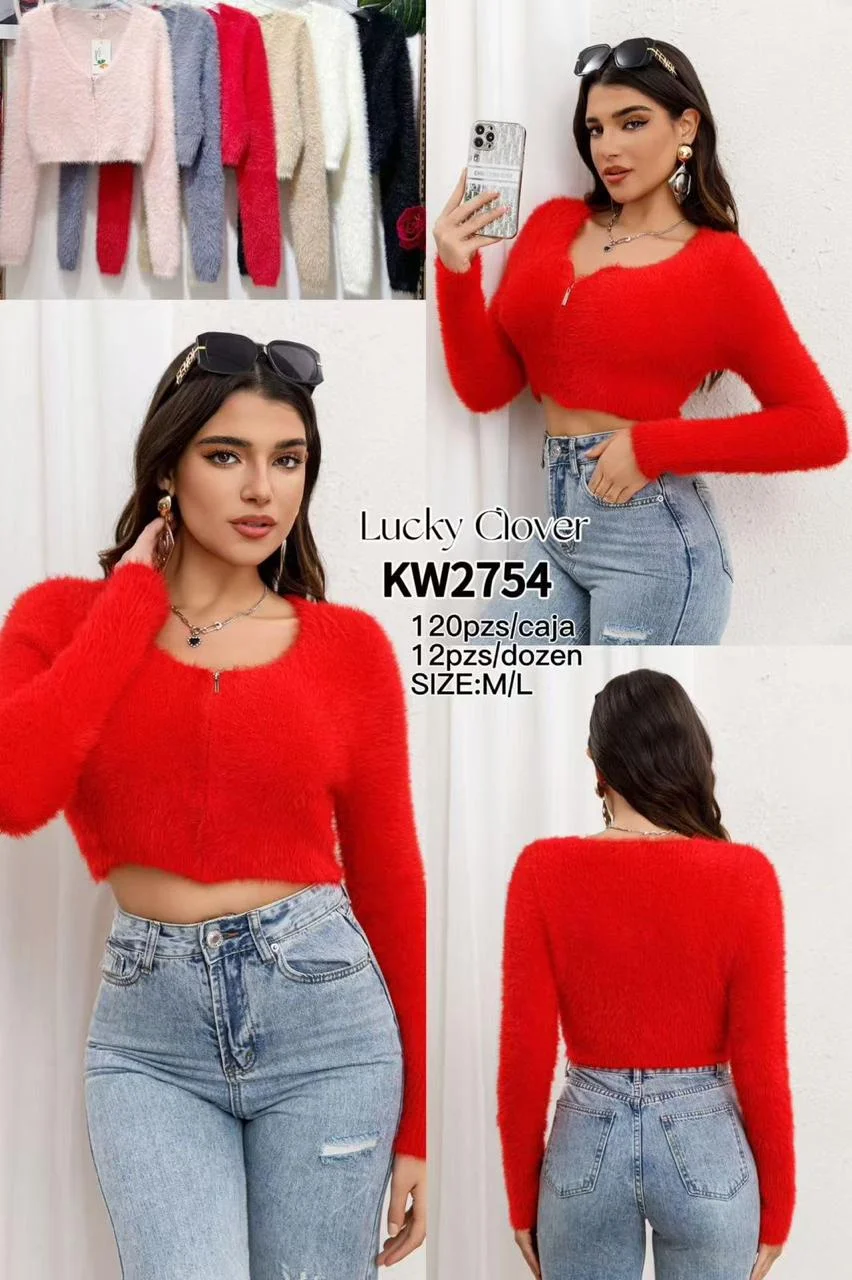 Sueter peludo con cremallera-HS25-KW2754 1 Sueter peludo con cremallera-HS25-KW2754