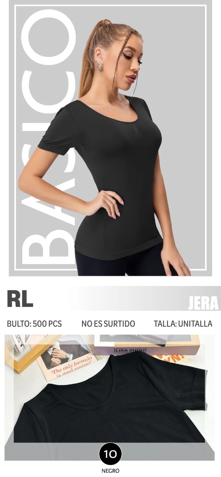 Blusa lisa de microfibra unitalla solo tono negro-RL-NEGRO 1 Blusa lisa de microfibra unitalla solo tono negro-RL-NEGRO