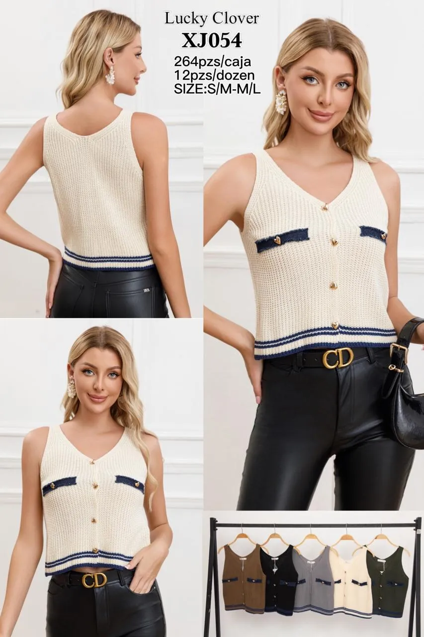 Blusa Tipo Chaleco De Punto-HS25-XJ054 1 Blusa Tipo Chaleco De Punto-HS25-XJ054