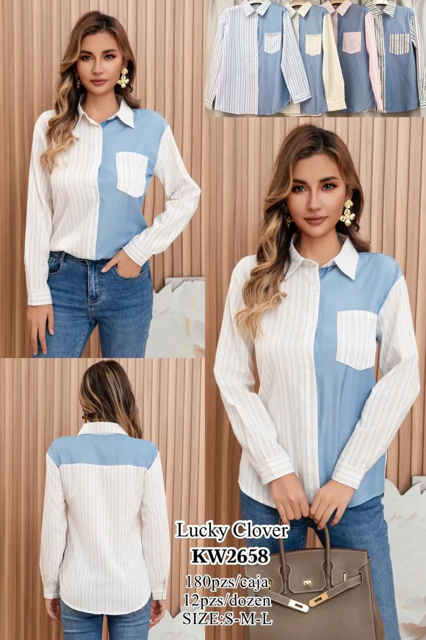 Camisa Rayada Bicolor-HS25-KW2658 1 Camisa Rayada Bicolor-HS25-KW2658