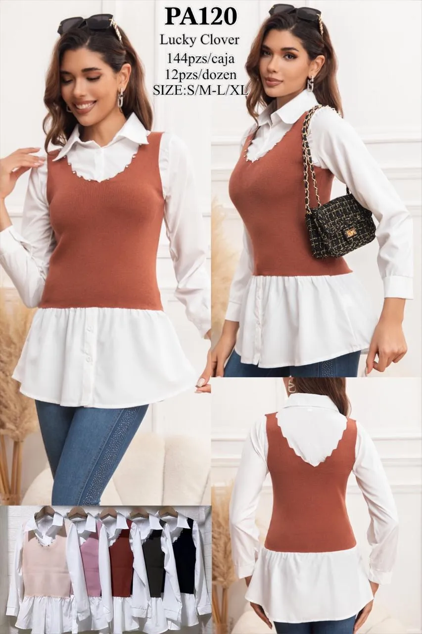 Blusa Con Chaleco-HS25-PA120 1 Blusa Con Chaleco-HS25-PA120