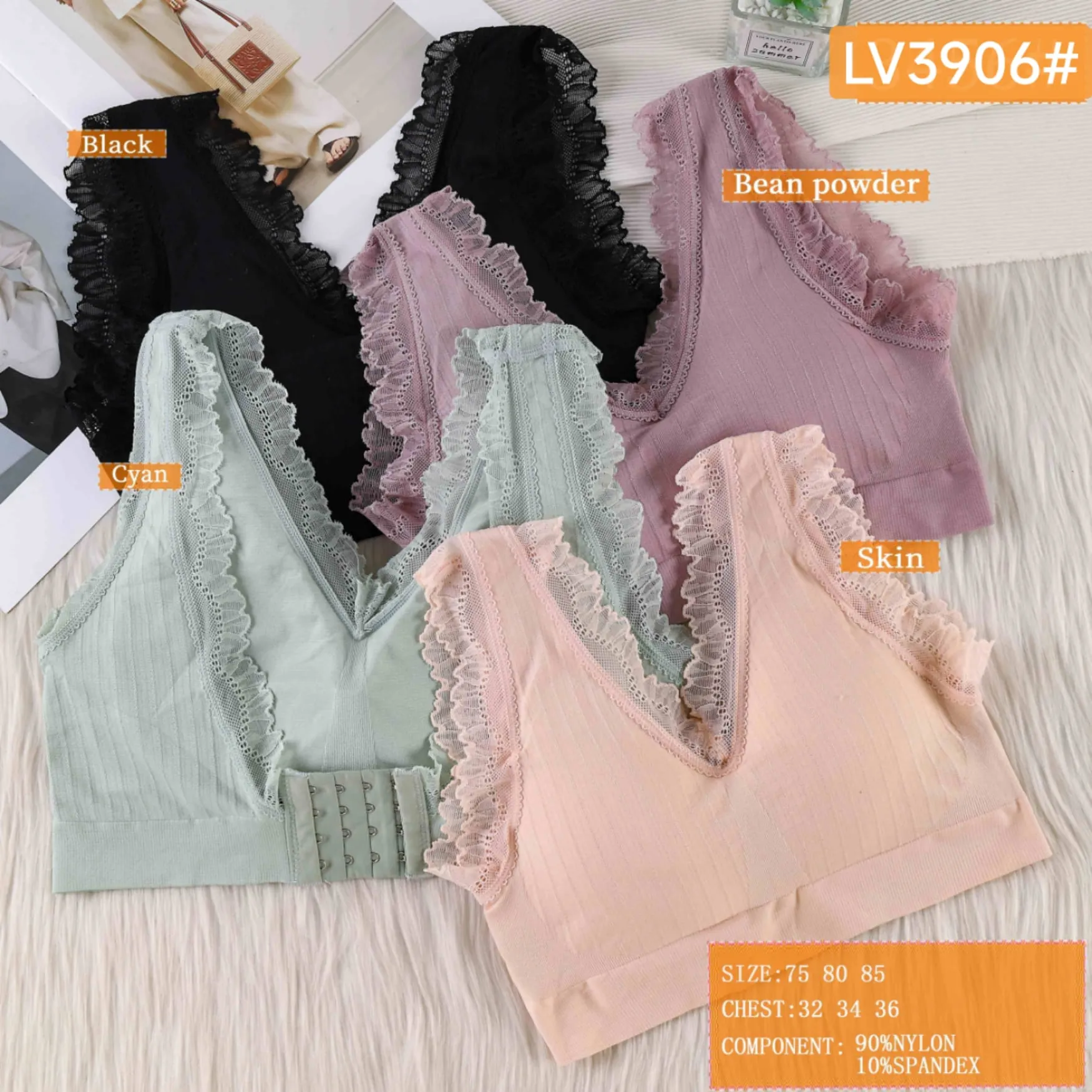 Brasier Tipo Top Con Encaje-HS25-3906 1 Brasier Tipo Top Con Encaje-HS25-3906