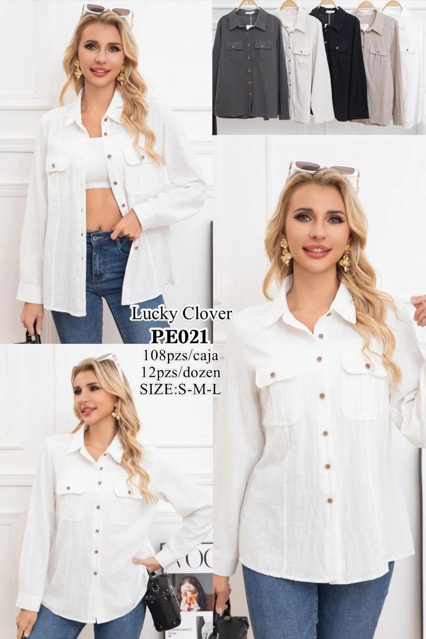 Camisa tipo lino manga larga con bolsas-HS25-PE021 1 Camisa tipo lino manga larga con bolsas-HS25-PE021