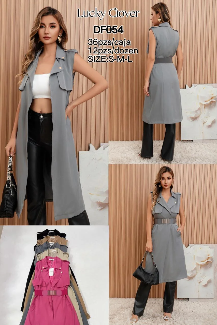 Chaleco largo con cinturon-HS25-DF054 1 Chaleco largo con cinturon-HS25-DF054