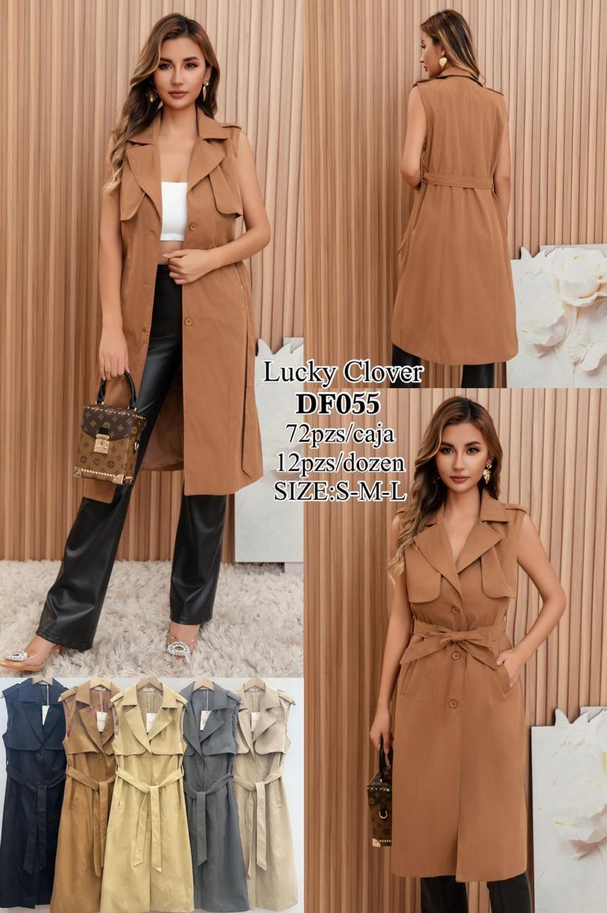 Chaleco tipo gabardina para mujer-HS25-DF055 1 Chaleco tipo gabardina para mujer-HS25-DF055