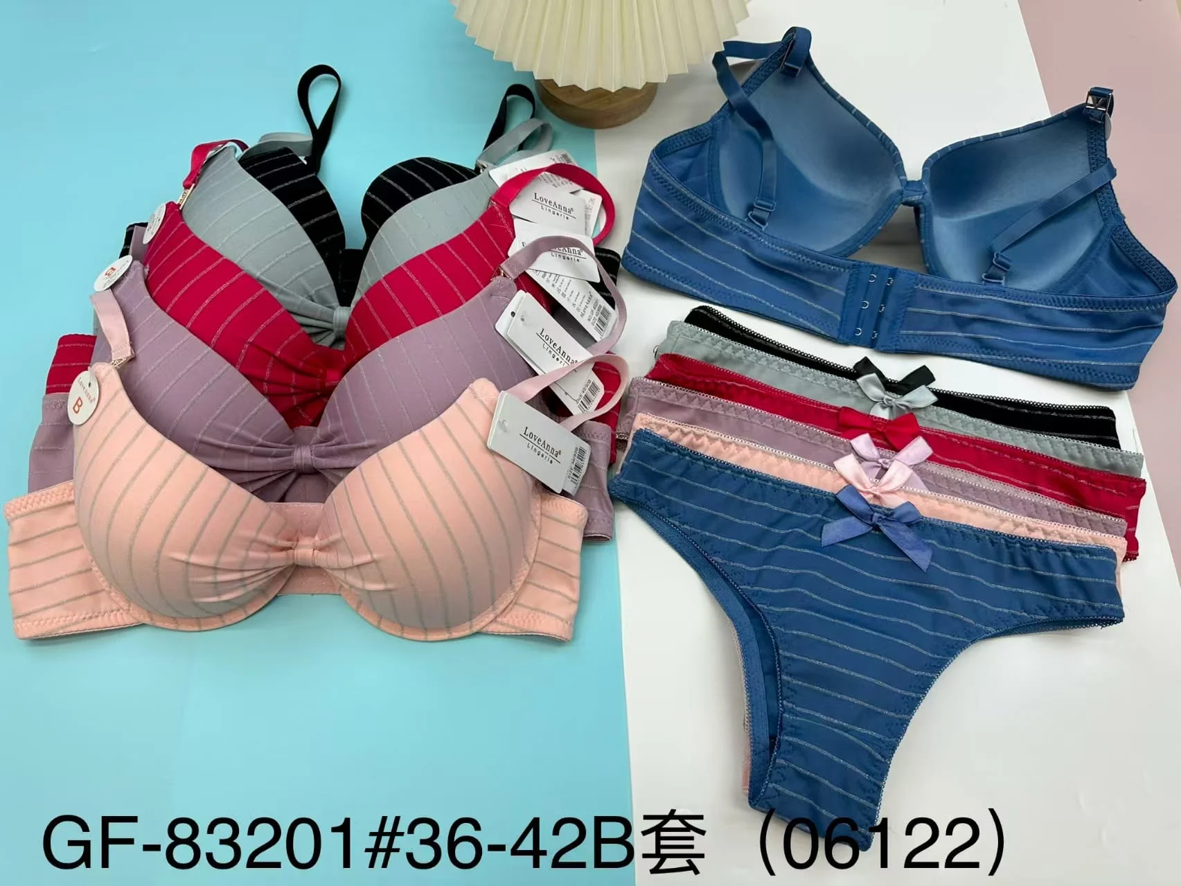 Conjunto de lencería con sujetador y braguitas a rayas-HS25-GF-83201 1 Conjunto de lencería con sujetador y braguitas a rayas-HS25-GF-83201