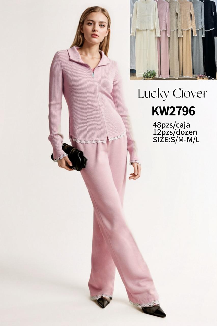 Conjunto de sueter y pantalon para mujer-HS25-KW2796 1 Conjunto de sueter y pantalon para mujer-HS25-KW2796