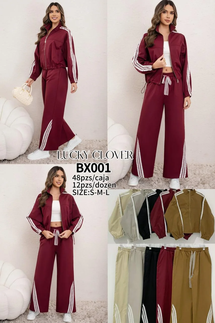 Conjunto deportivo burdeos con rayas blancas-HS25-BX001 1 Conjunto deportivo burdeos con rayas blancas-HS25-BX001