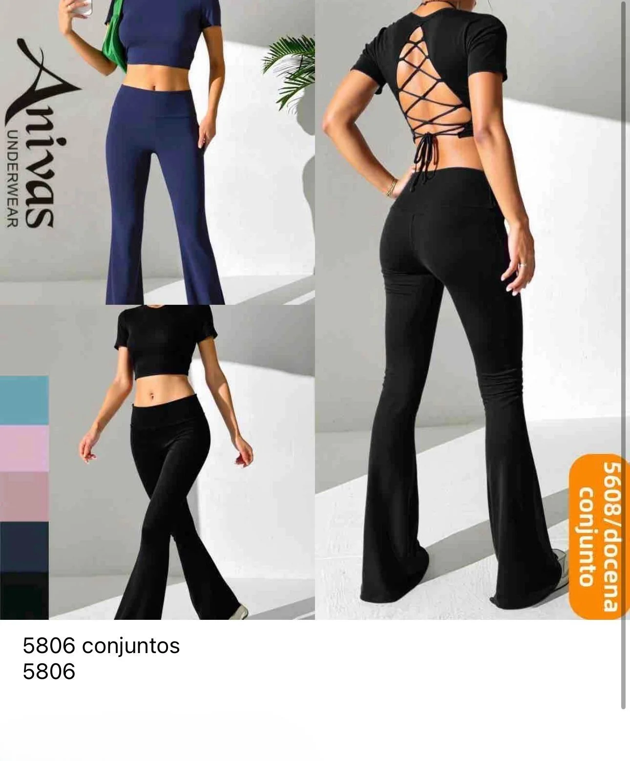 Conjunto deportivo de top y pantalón acampanado-HS25-5806 1 Conjunto deportivo de top y pantalón acampanado-HS25-5806