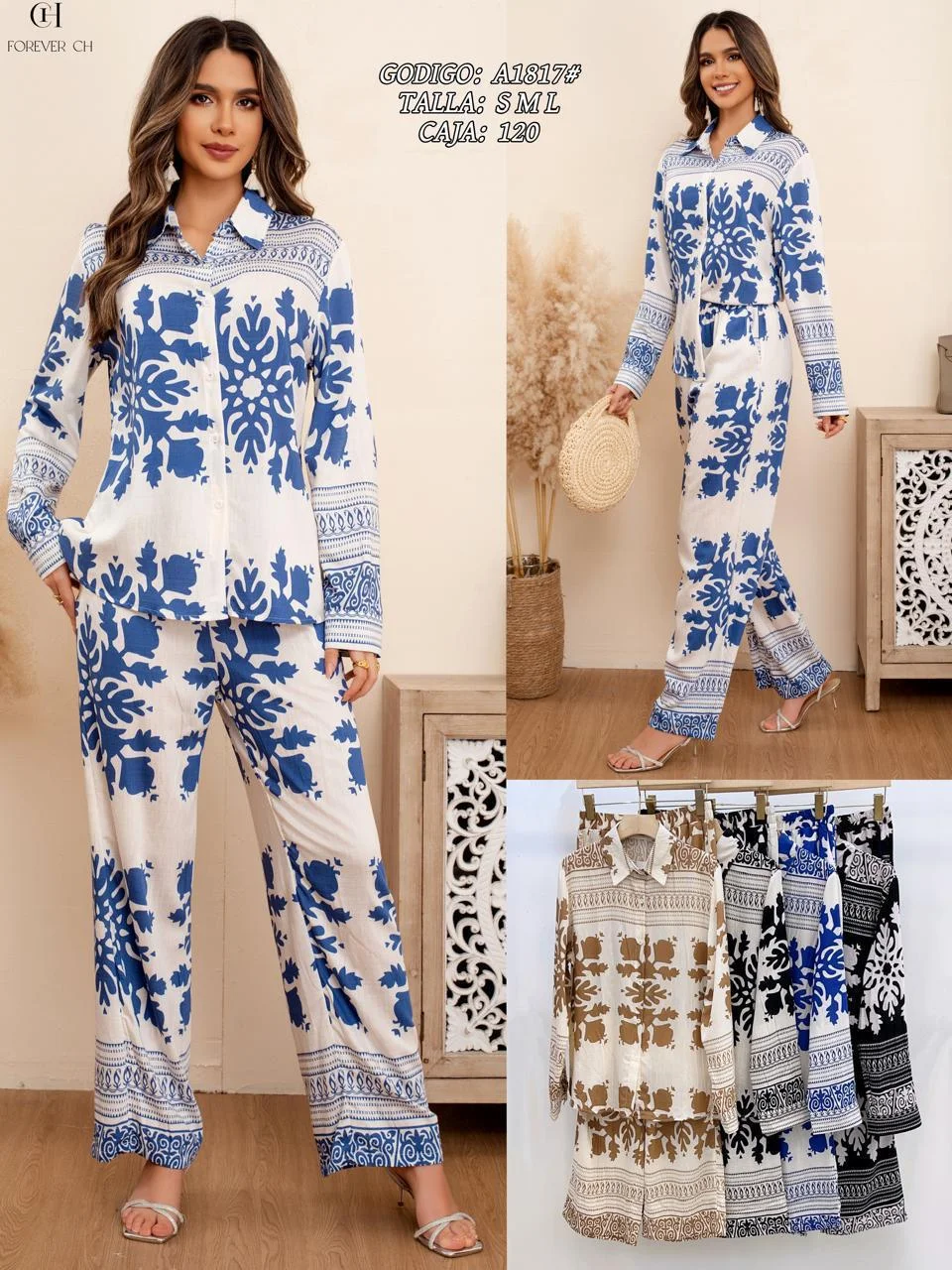 Conjunto estampado de camisa y pantalón-A1817-HS25-A1817 1 Conjunto estampado de camisa y pantalón-A1817-HS25-A1817