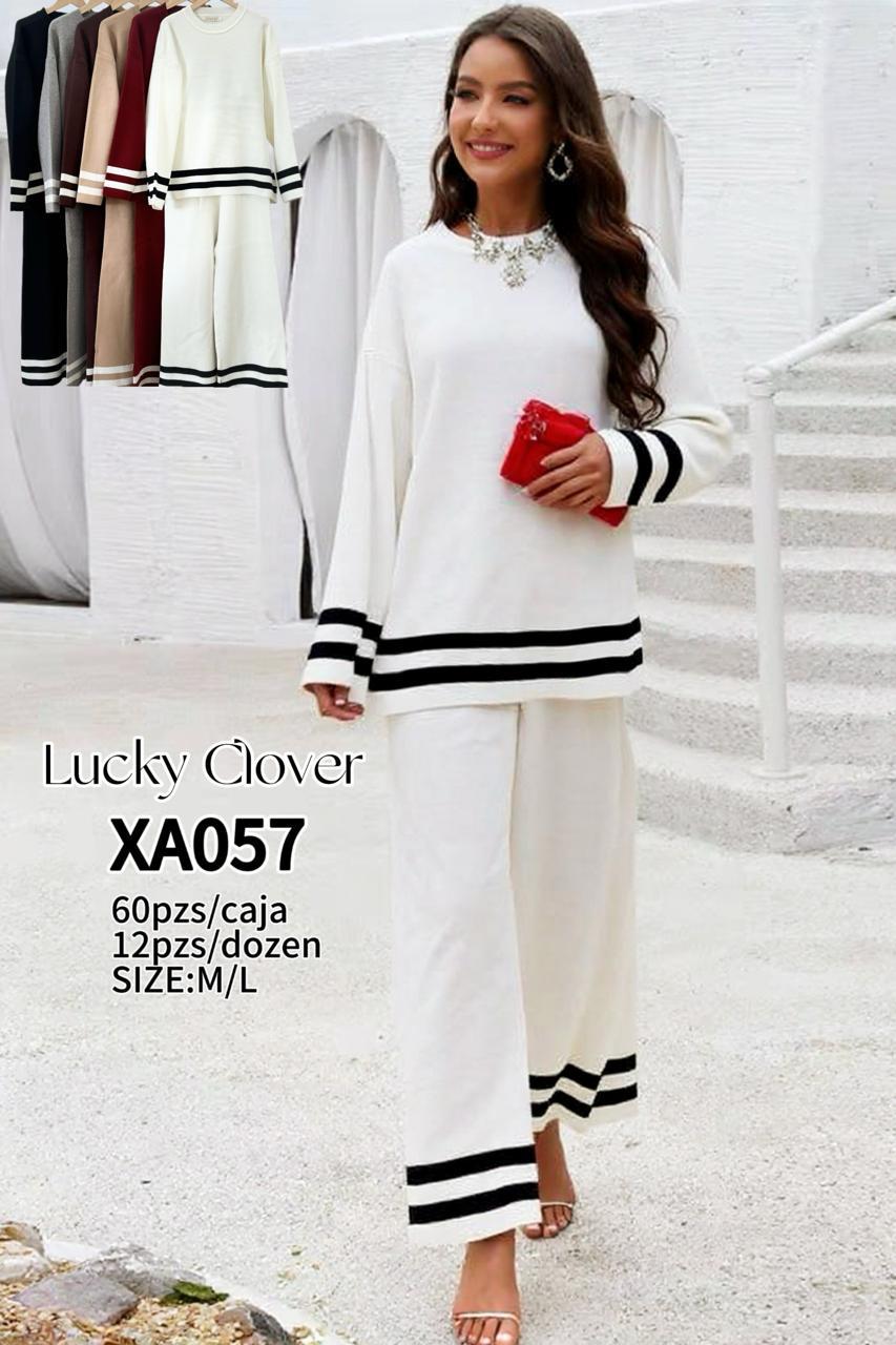 Conjunto Lucky Clover de pantalon y sueter con rayas-0-XA057 1 Conjunto Lucky Clover de pantalon y sueter con rayas-0-XA057