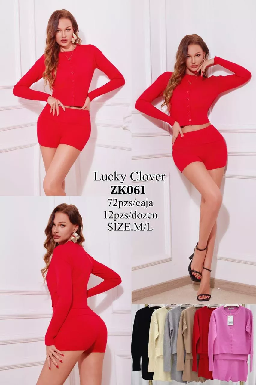 Conjunto tejido de cardigan y shorts-HS25-ZK061 1 Conjunto tejido de cardigan y shorts-HS25-ZK061