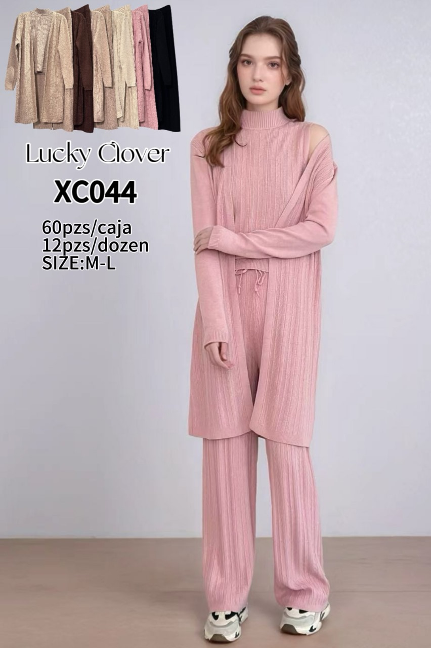 Conjunto tejido de pantalon y cardigan-HS25-XC044 1 Conjunto tejido de pantalon y cardigan-HS25-XC044