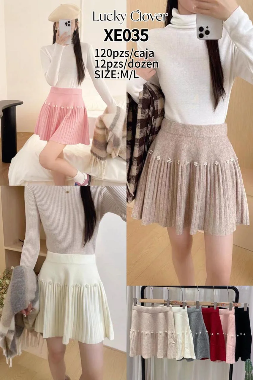 Falda plisada con perlas-HS25-XE035 1 Falda plisada con perlas-HS25-XE035