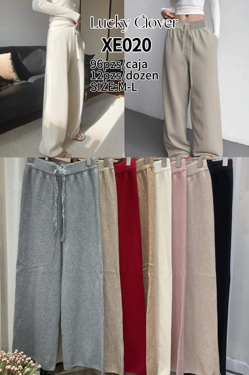 Pantalon Palazzo de Punto Texturizado con Cintura Elástica-HS25-XE020 1 Pantalon Palazzo de Punto Texturizado con Cintura Elástica-HS25-XE020