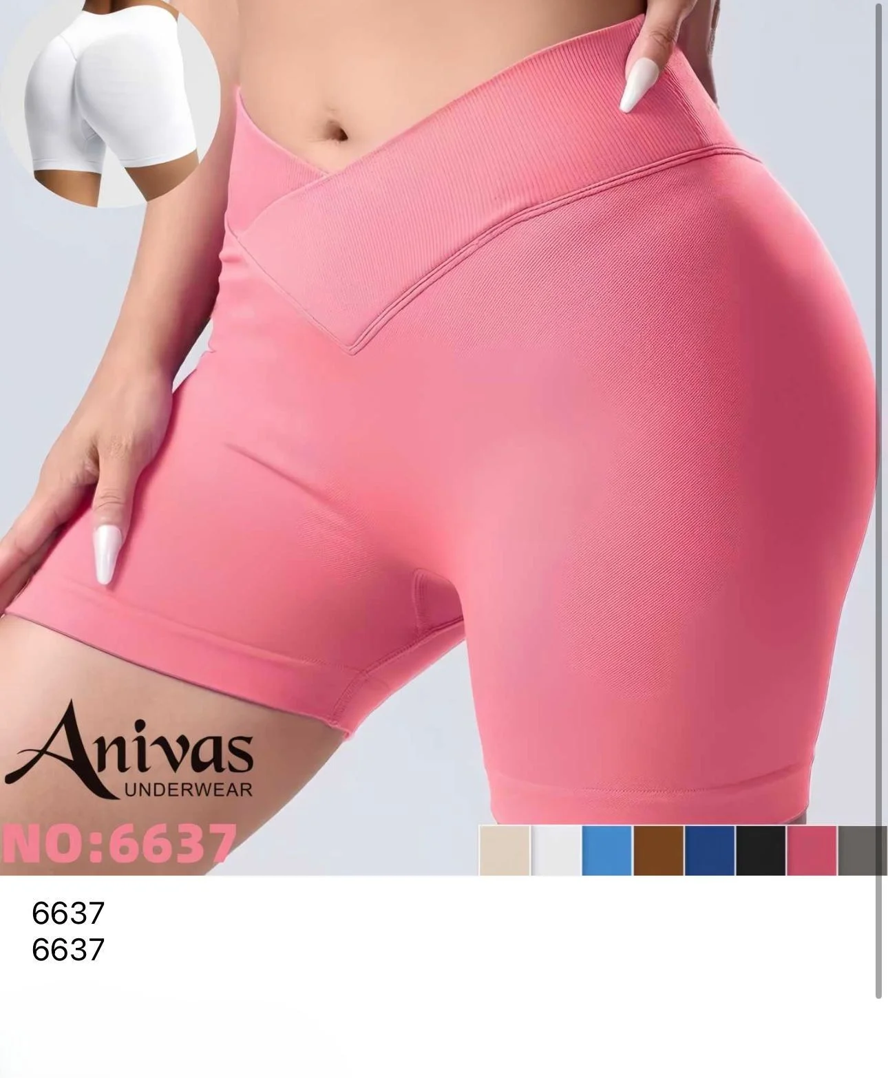 Short de licra con diseño en la cintura-HS25-6637 1 Short de licra con diseño en la cintura-HS25-6637