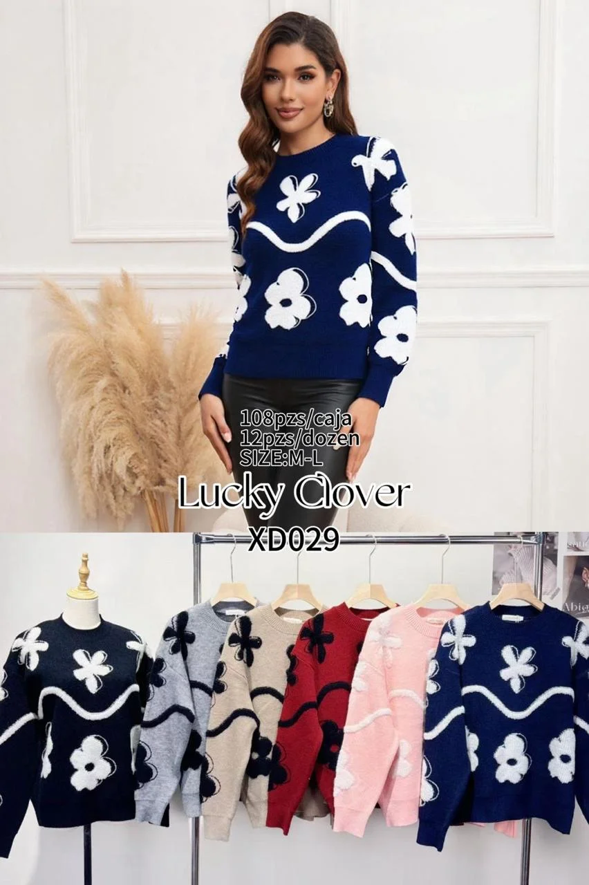 Sueter tejido con estampado de flores-HS25-XD029 1 Sueter tejido con estampado de flores-HS25-XD029