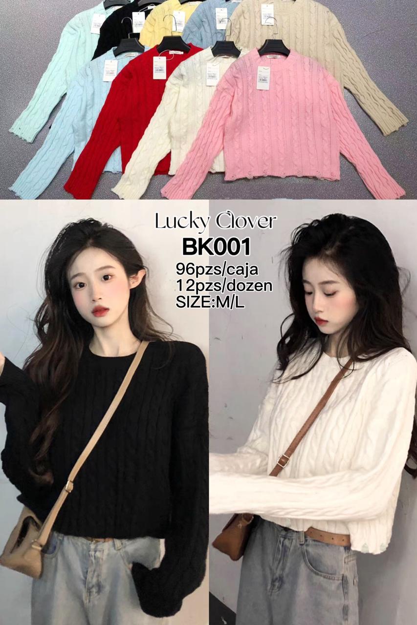 Sueter tejido de punto trenzado-HS25-BK001 1 Sueter tejido de punto trenzado-HS25-BK001