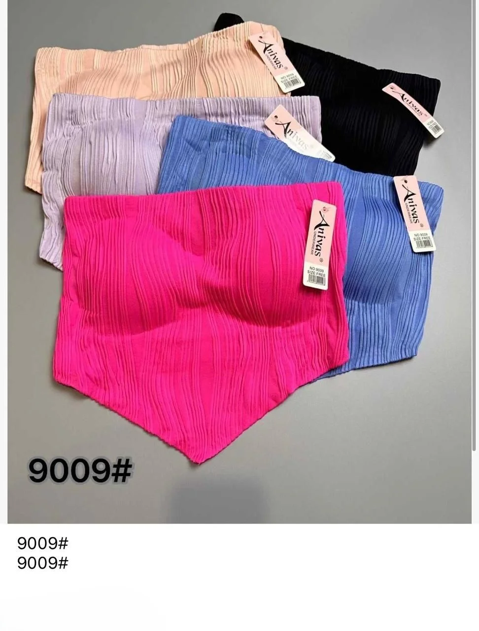 Top bandeau texturizado con copas-HS25-9009# 1 Top bandeau texturizado con copas-HS25-9009#