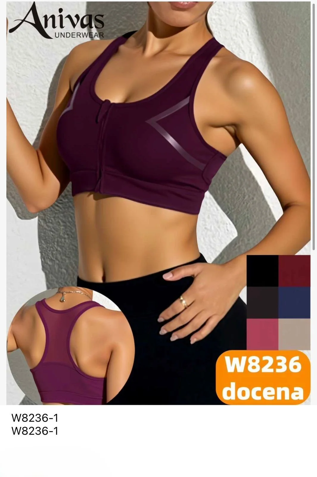 Top Deportivo con Cierre Frontal y Espalda de Malla-HS25-W8236 1 Top Deportivo con Cierre Frontal y Espalda de Malla-HS25-W8236