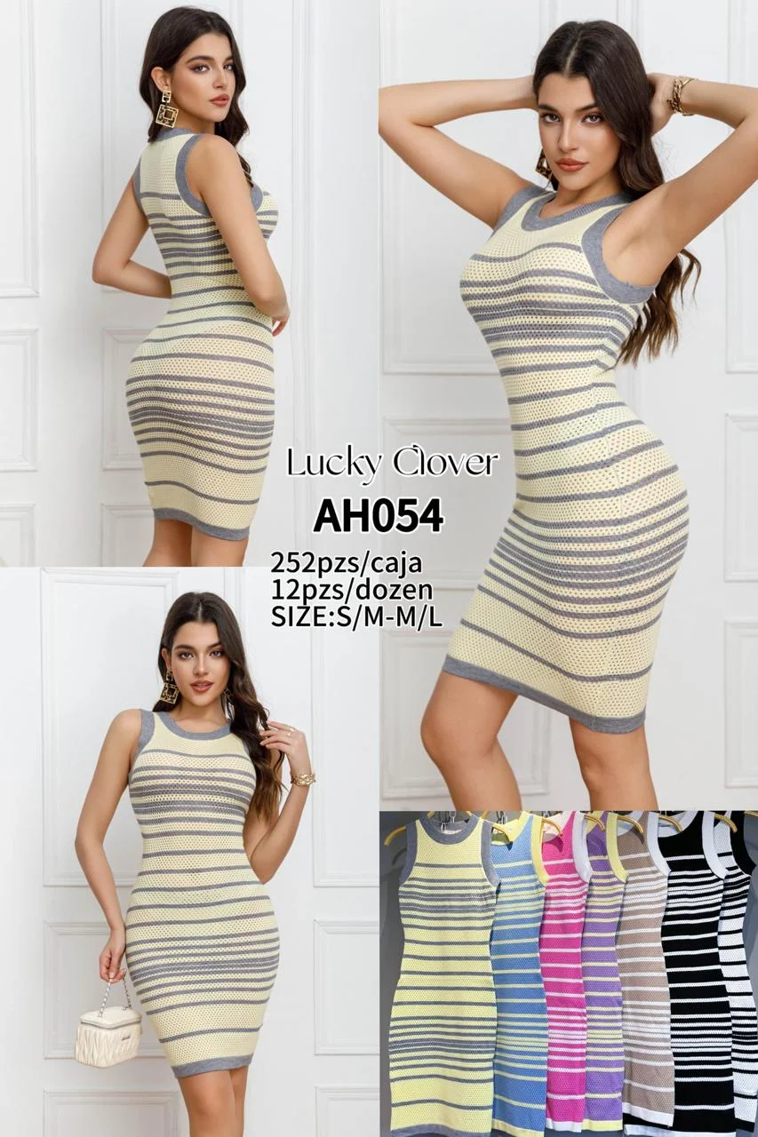 Vestido ajustado a rayas Lucky Clover-HS25-AH054 1 Vestido ajustado a rayas Lucky Clover-HS25-AH054