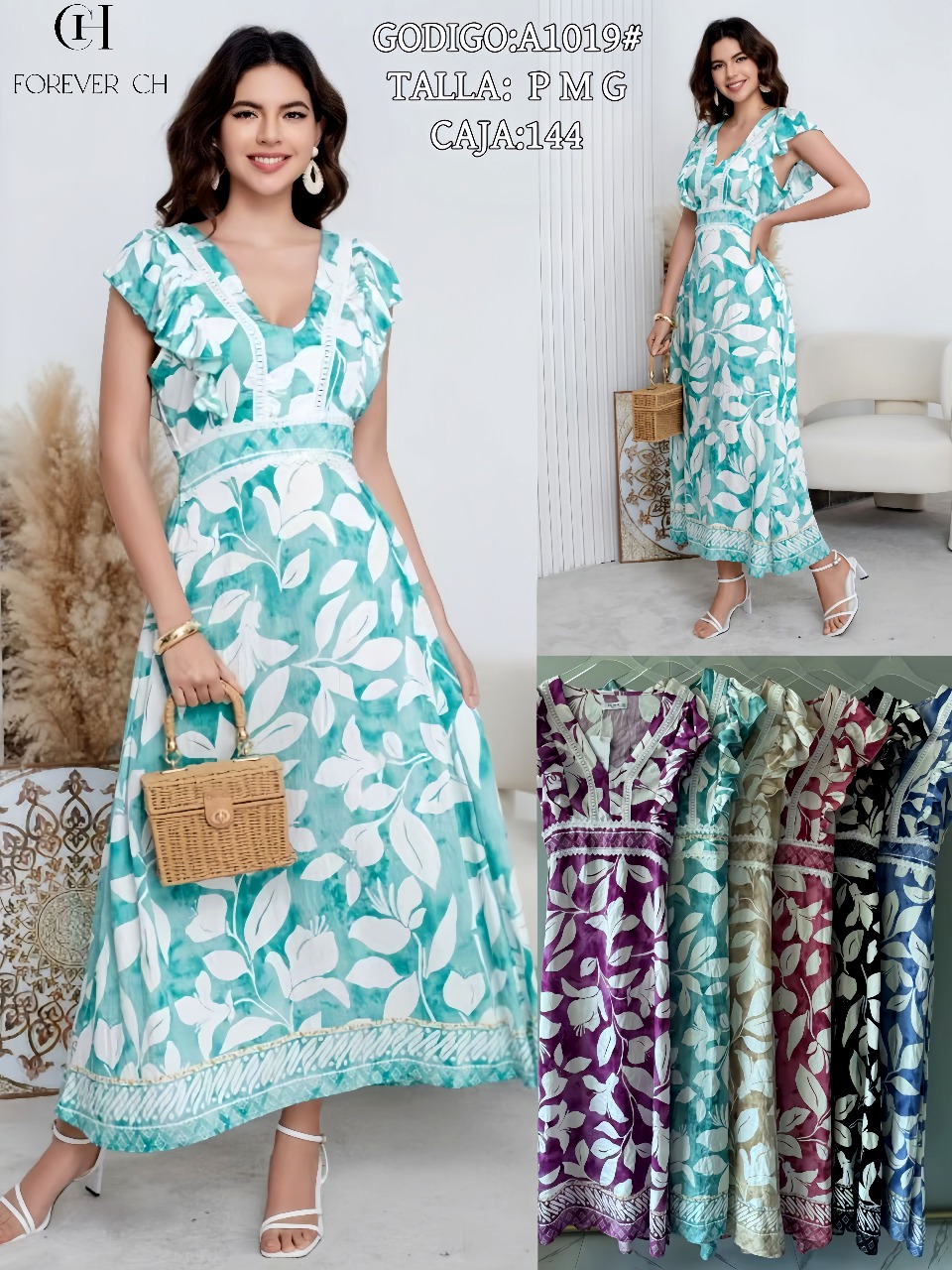 Vestido largo estampado floral-A1019-HS25-A1019 1 Vestido largo estampado floral-A1019-HS25-A1019