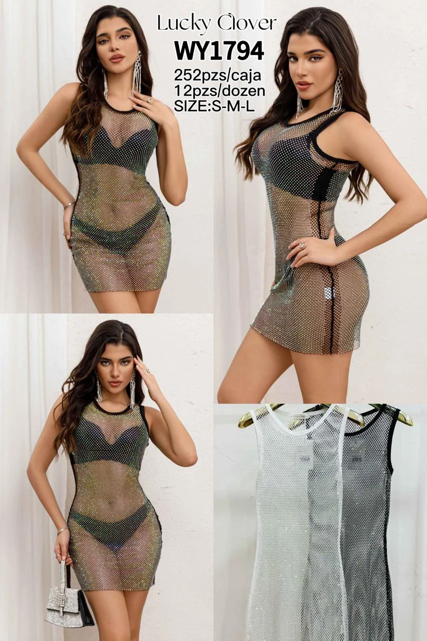 Vestido transparente con brillantes-HS25-WY1794 1 Vestido transparente con brillantes-HS25-WY1794