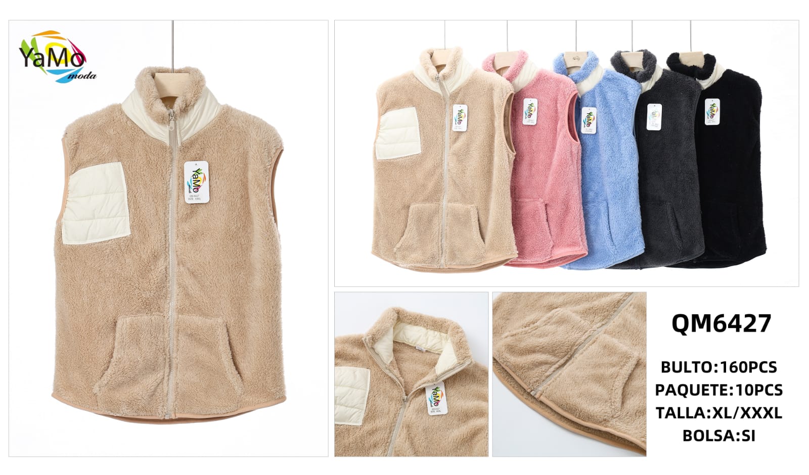 Chaleco de borrega con cierre-QM6427 1 Chaleco de borrega con cierre-QM6427