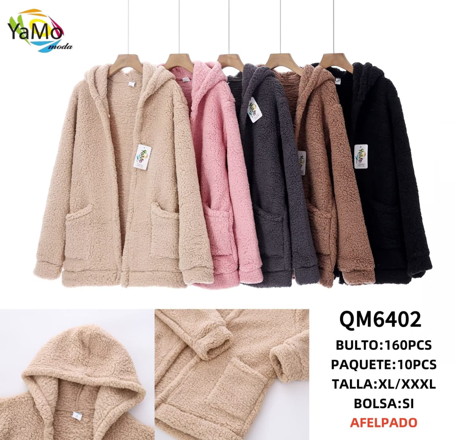 Chamarra afelpada con capucha-QM6402 1 Chamarra afelpada con capucha-QM6402