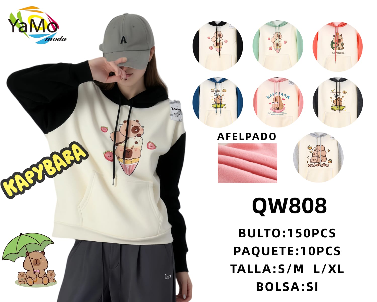 Sudadera Afelpada Capybara-QW808 1 Sudadera Afelpada Capybara-QW808
