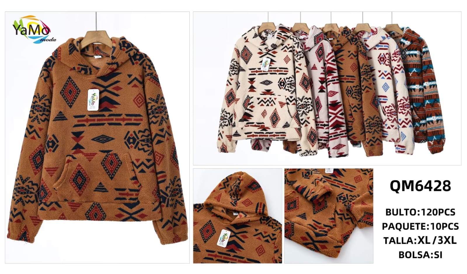 Sudadera con capucha con diseño tribal-QM6428 1 Sudadera con capucha con diseño tribal-QM6428