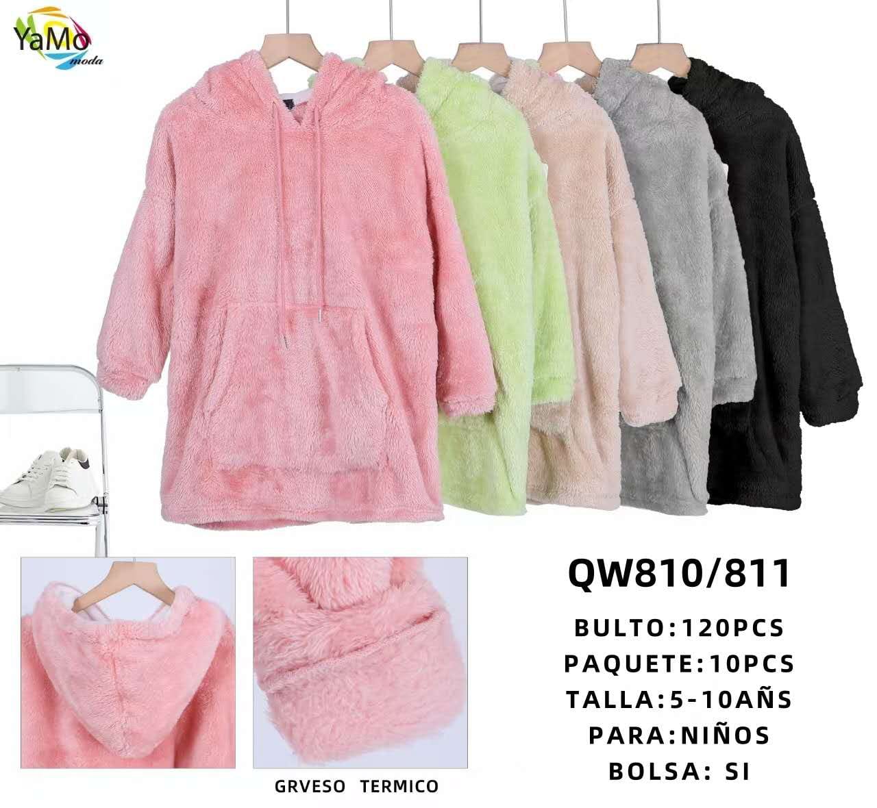 Sudadera térmica con capucha para niños-QW810/811 1 Sudadera térmica con capucha para niños-QW810/811