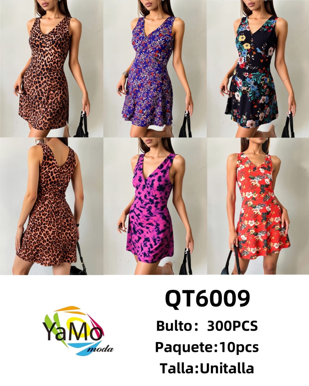 Vestido corto con estampado-QT6009 1 Vestido corto con estampado-QT6009